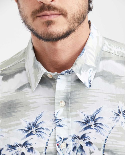 Camisa Classic Fit Manga Corta con Estampado Maxi Print para Hombre