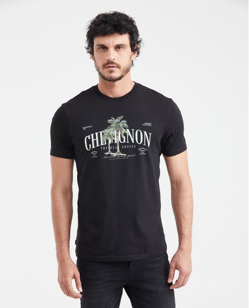 Camiseta Slim Fit Estampada Cuello Redondo para Hombre