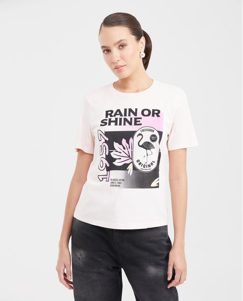 Camiseta Estampada con Detalles de Piedras para Mujer