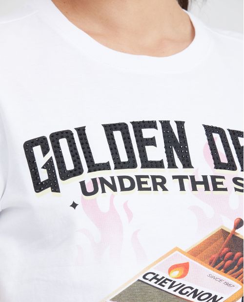 Camiseta Estampada con Detalles de Piedras para Mujer
