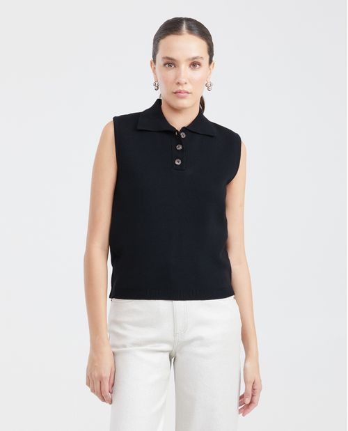 Camiseta Tejida Tipo Polo para Mujer