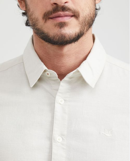 Camisa Slim Fit Manga Larga en Algodón y Lino para Hombre