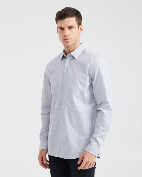 Camisa Classic Fit Manga Larga con Estampado de Rayas para Hombre