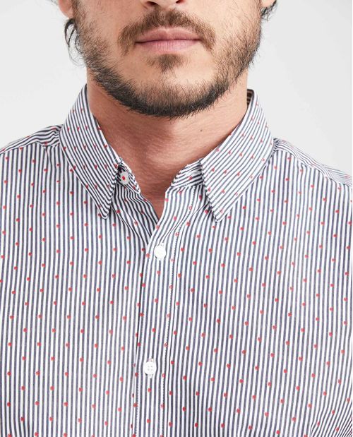 Camisa Premium Slim Fit Manga Larga con Estampado de Rayas para Hombre