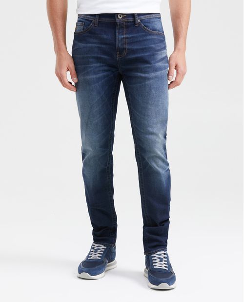 Jean Slim Fit Tiro Medio Bota Slim Azul Ultra Oscuro para Hombre