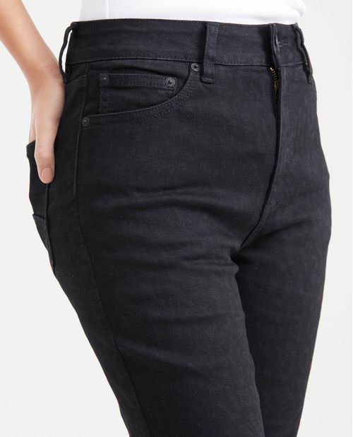 Jean Super High Rise Bota Skinny Animal Print Negro para Mujer