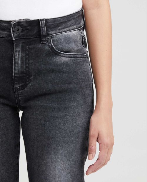 Jean High Rise Bota Skinny Negro Mate para Mujer