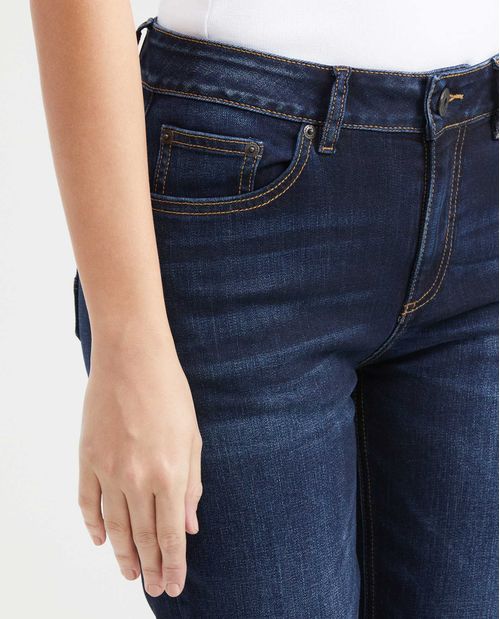 Jean High Rise Bota Skinny Azul Ultra Oscuro para Mujer