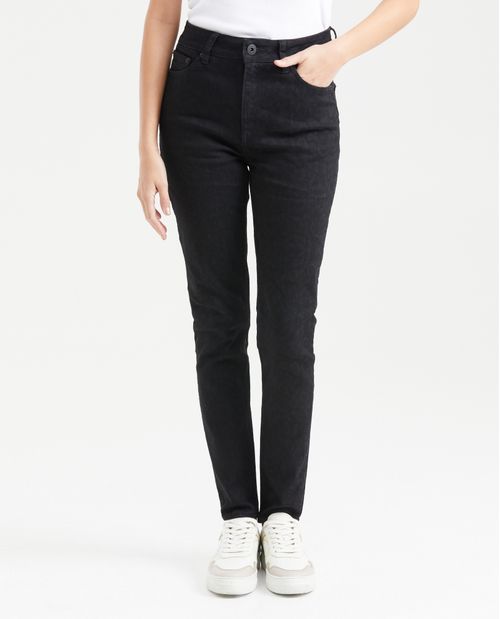 Jean Super High Rise Bota Skinny Animal Print Negro para Mujer