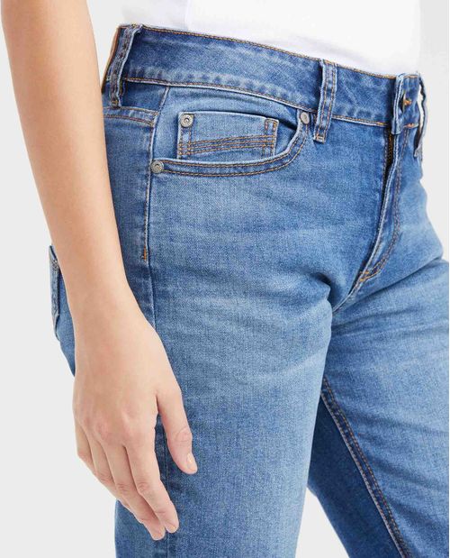 Jean Low Rise Bota Skinny Azul Claro Vintage para Mujer