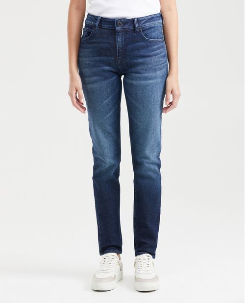 Jean High Rise Bota Skinny Azul Ultra Oscuro para Mujer