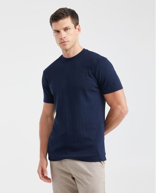 Camiseta Slim Fit Cuello Redondo Simulación Tejido para Hombre