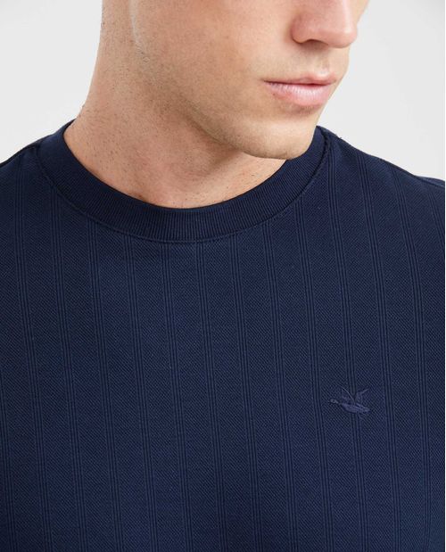 Camiseta Slim Fit Cuello Redondo Simulación Tejido para Hombre