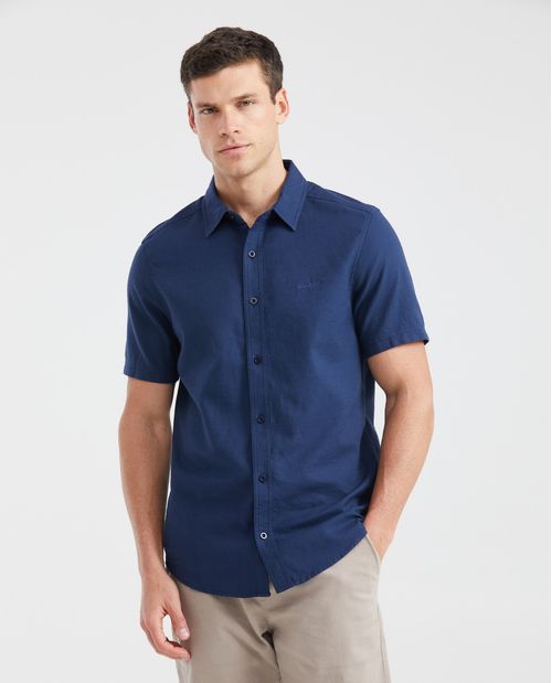 Camisa Slim Fit Manga Corta en Algodón para Hombre