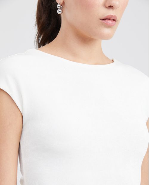 Camiseta Ajustada con Escote Tipo Ojal para Mujer