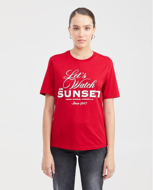 Camiseta Estampada con Detalles Aterciopelados para Mujer