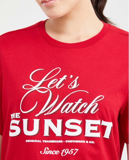Camiseta Estampada con Detalles Aterciopelados para Mujer