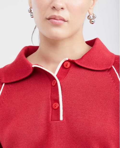 Suéter Tejido Tipo Polo para Mujer