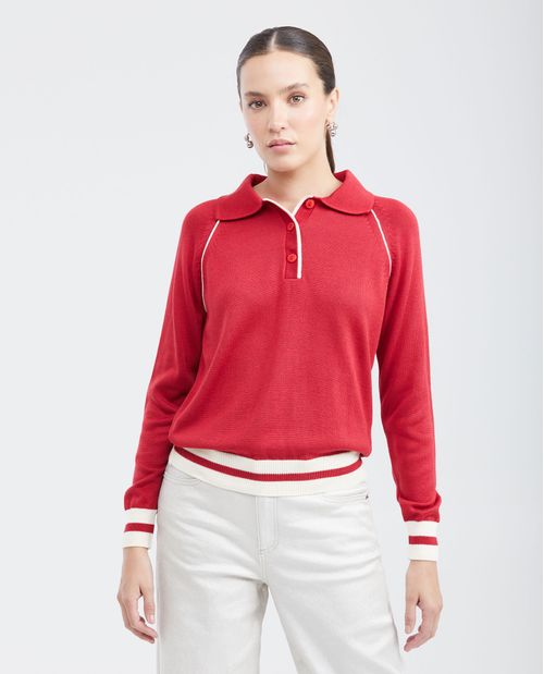Suéter Tejido Tipo Polo para Mujer