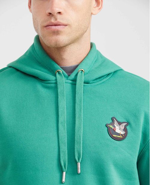 Buzo Cerrado con Capucha y Aplique Frontal para Hombre