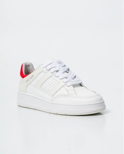 Tenis Tipo Basket en Cuero y Textil para Mujer