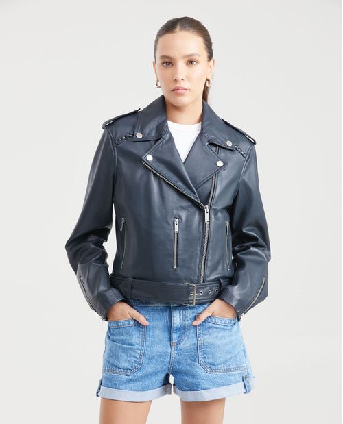 Chaqueta Biker en Piel de Cordero para Mujer