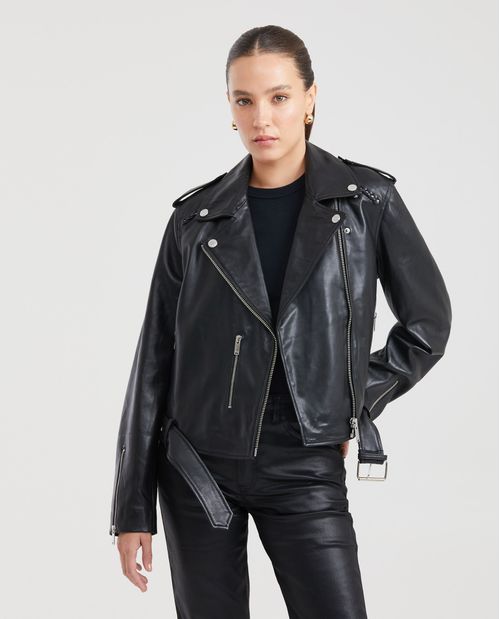 Chaqueta Biker en Piel de Cordero para Mujer