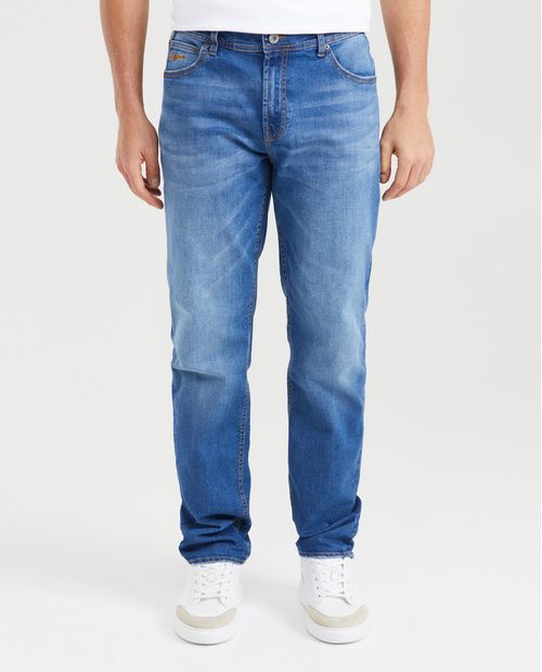 Jean Straight Fit Tiro Medio Boot Cut Azul Oscuro Medio para Hombre