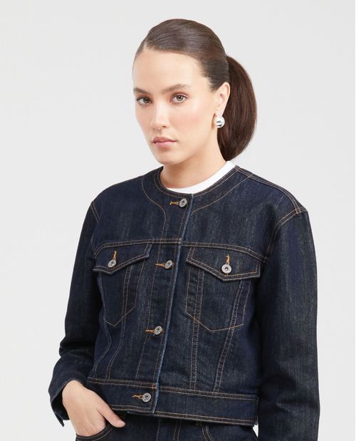 Chaqueta en Denim Azul Claro Straight Fit para Mujer