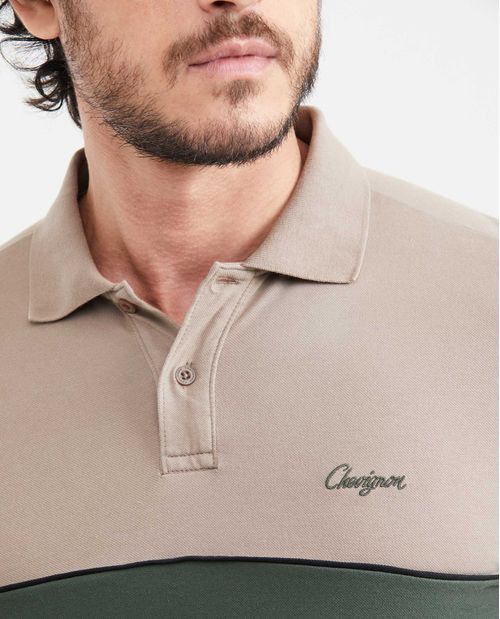 Camiseta Polo Slim Fit con Bloques de Color para Hombre