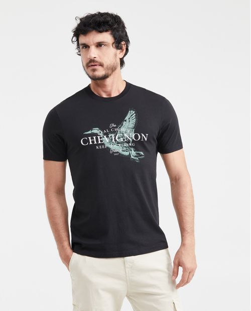 Camiseta Slim Fit Estampada Cuello Redondo para Hombre