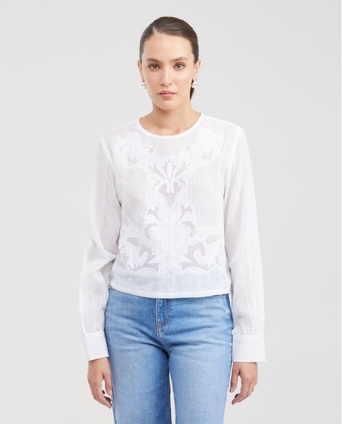 Camisa con Detalles Bordados en Piedras para Mujer