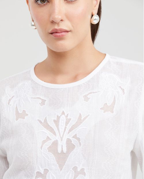 Camisa con Detalles Bordados en Piedras para Mujer