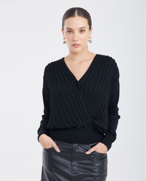 Camiseta Tejida con Mangas Bomber para Mujer