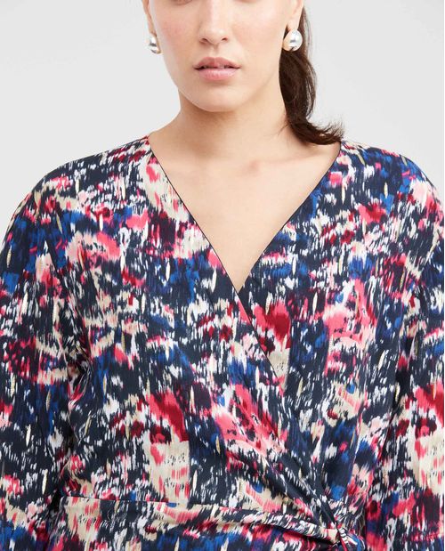 Vestido Largo Envolvente con Estampado Maxi Print de Manchas para Mujer