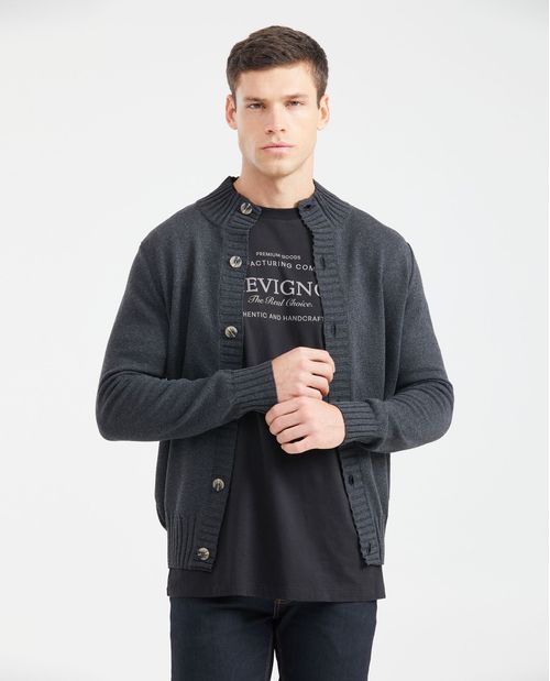 Chaqueta Tejida con Cuello Alto para Hombre