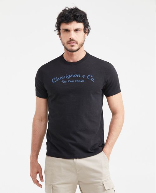Camiseta Slim Fit Cuello Redondo con Bordado para Hombre