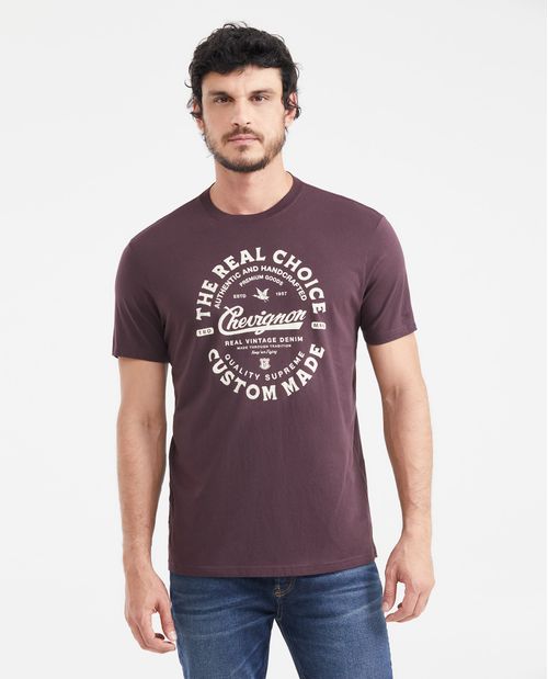 Camiseta Classic Fit Estampada Cuello Redondo para Hombre