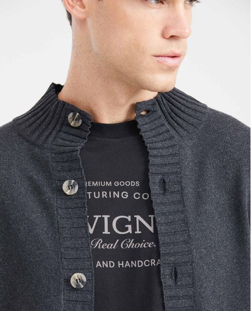 Chaqueta Tejida con Cuello Alto para Hombre
