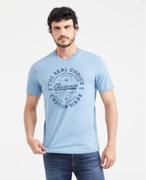 Camiseta Classic Fit Estampada Cuello Redondo para Hombre