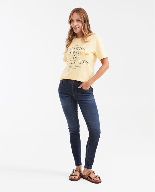 Jean High Rise Bota Slim Azul Ultra Oscuro para Mujer