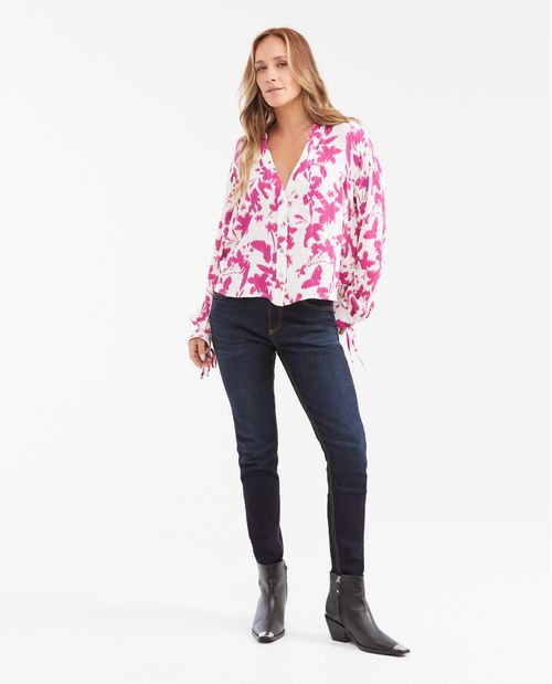 Jean High Rise Bota Slim Azul Ultra Oscuro Vintage para Mujer