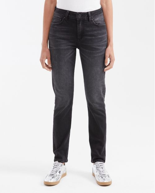 Jean High Rise Bota Slim Color Gris para Mujer