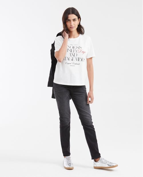 Jean High Rise Bota Slim Color Gris para Mujer