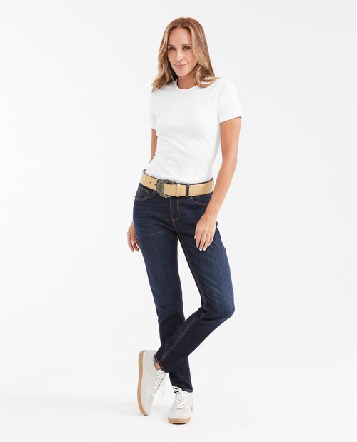 Jean Super High Rise Bota Slim Azul Oscuro para Mujer