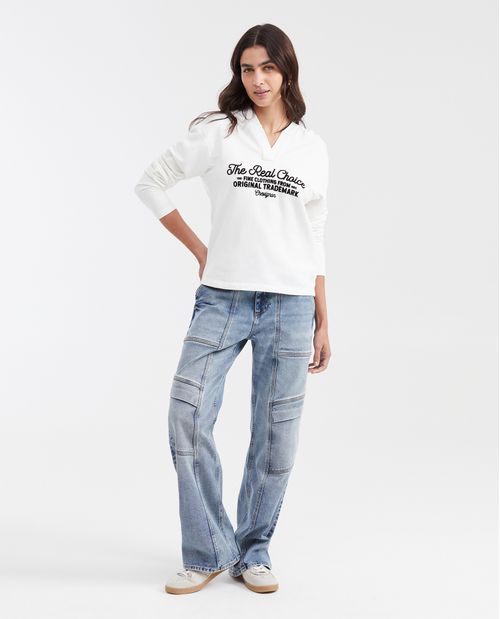 Jean Straight Fit Super High Rise Bota Relaxed Azul Claro para Mujer