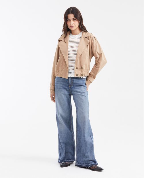 Jean Wide Leg Super High Rise Bota Relaxed Azul Oscuro para Mujer