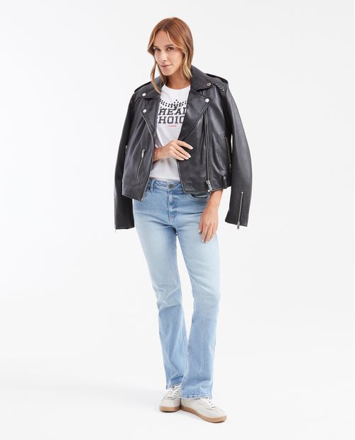 Camiseta Estampada con Detalle de Piedras para Mujer