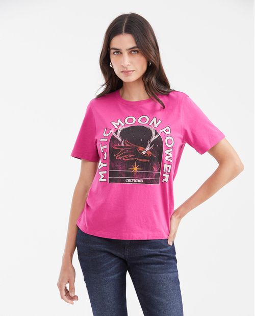 Camiseta Estampada con Detalle de Piedras para Mujer