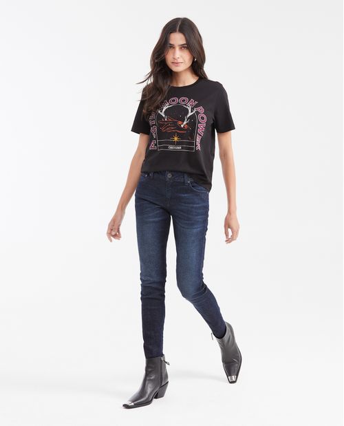Camiseta Estampada con Detalle de Piedras para Mujer